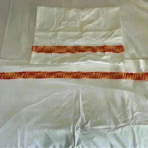 Vintage White Cotton Embroidered  Full Size Flat Sheet 1 Pillowcase Crochet